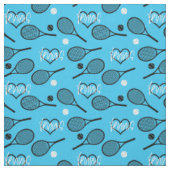 Schwarze Tennisschläger in Blau Stoff (Muster)