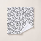 Schwarze Tennisschläger und graue Bälle, individue Badhandtuch Set (Waschlappen)