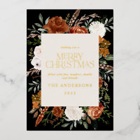 Schwarze Terracotta floral botanische elegante Dre