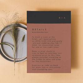 Schwarze Terracotta Streifen Monogramm Unterkunft RSVP Karte