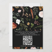 Schwarze Terrakotta-Blumen-rustikale QR-Code-Hochz Einladung (Rückseite)