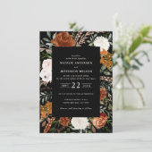 Schwarze Terrakotta Blumenzwiebeldetails Einladung (Stehend Vorderseite)