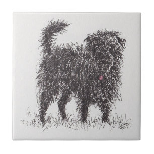 Schwarze Terrier-Keramik-Fliese Fliese