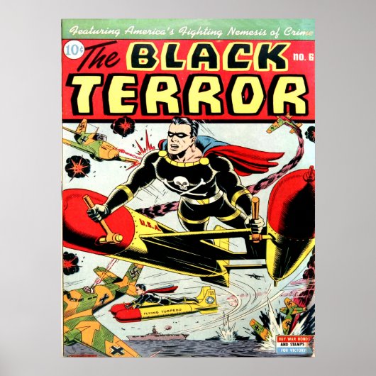 SCHWARZE TERROR Cooles Vintages Comic Buchabdeckun Poster (Vorne)