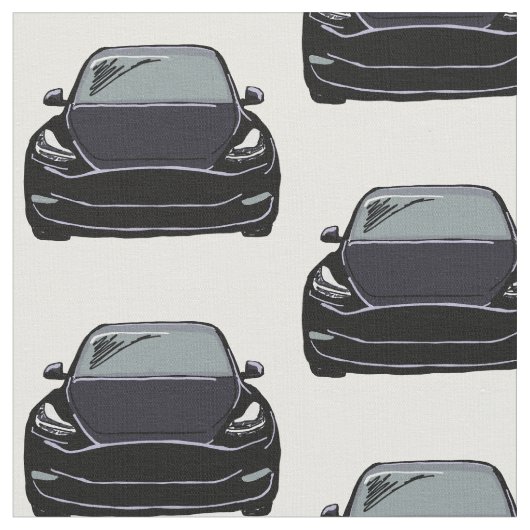 Schwarze Tesla Modell Y Handgezeichnete Skizze Stoff (Nahaufnahme)