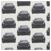 Schwarze Tesla Modell Y Handgezeichnete Skizze Stoff (Muster)