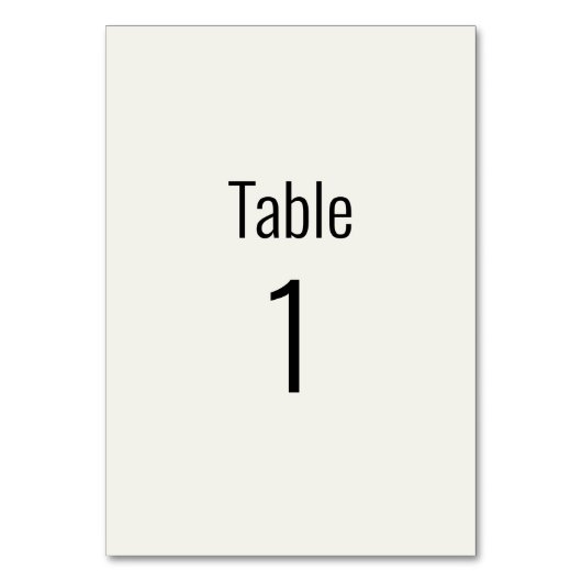 Schwarze Text Hochzeit Creme Tischnummer (Vorderseite)