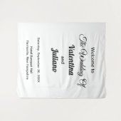 Schwarze Texte auf weißem Hintergrund Hochzeitsban Wandteppich (Vorderseite (Horizontal))