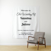 Schwarze Texte auf weißem Hintergrund Hochzeitsban Wandteppich (Beispiel)