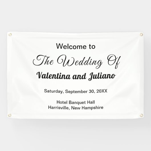 Schwarze Texte auf weißem Hintergrund Hochzeitsrec Banner (Horizontal)