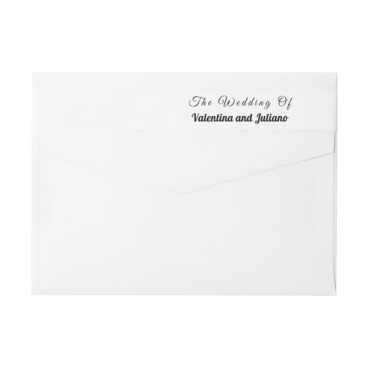 Schwarze Texte auf weißer Hintergrundhochzeit (Rückseite)