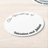 Schwarze Texte auf weißer Hintergrundhochzeit Runder Pappuntersetzer (Angewinkelt)