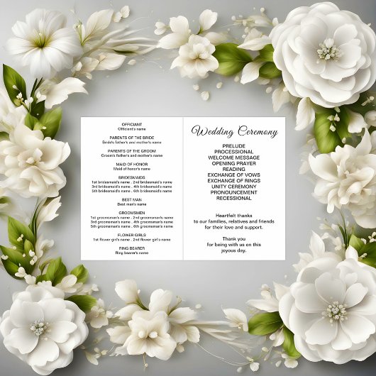 Schwarze Texte zum Programm für Hochzeiten im weiß