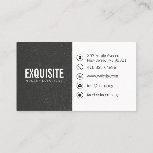 Schwarze Textur Betonwand Visitenkarte (Rückseite)
