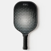 Schwarze Textur Design Monogram Pickleball Paddel Schläger (Rückseite)