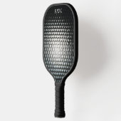 Schwarze Textur Design Monogram Pickleball Paddel Schläger (Links)