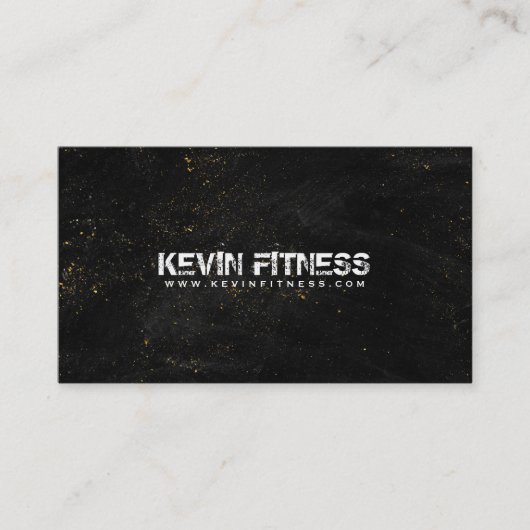 Schwarze Textur Gold Glitzern Fitness Design Visitenkarte (Vorderseite)