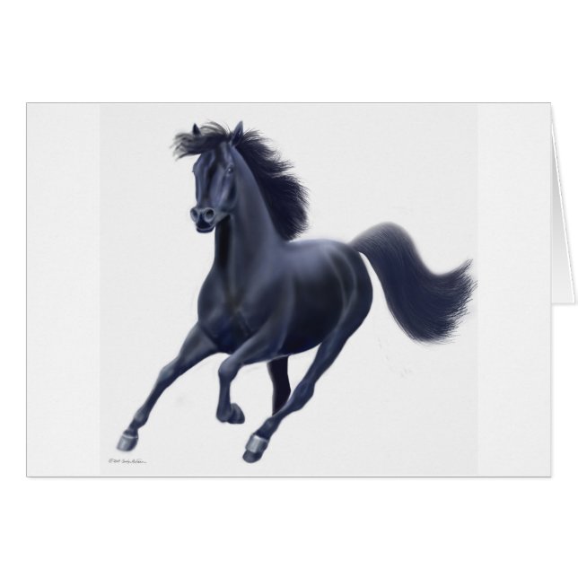 Schwarze Thoroughbred-Pferdekarte (Vorderseite (Horizontal))