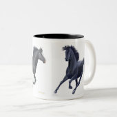 Schwarze Thoroughbred-PferdeTasse Zweifarbige Tasse (VorderseiteRechts)