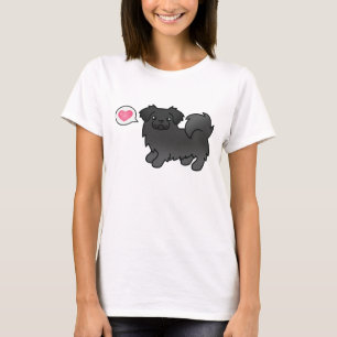 Schwarze tibetische Spaniel-Hund-Liebe-Illustratio T-Shirt
