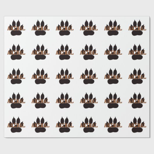 Schwarze Tierpfoten Geschenkpapier (Flach)