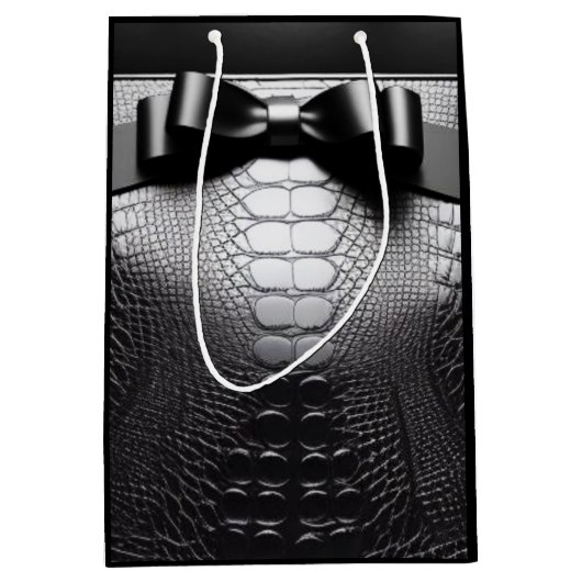 Schwarze Tierwerbung/Bow/Geschenktasche Mittlere Geschenktüte (Vorderseite)