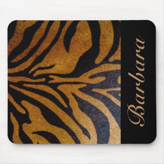 Schwarze Tiger-Streifen-Typografie Mousepad (Vorne)