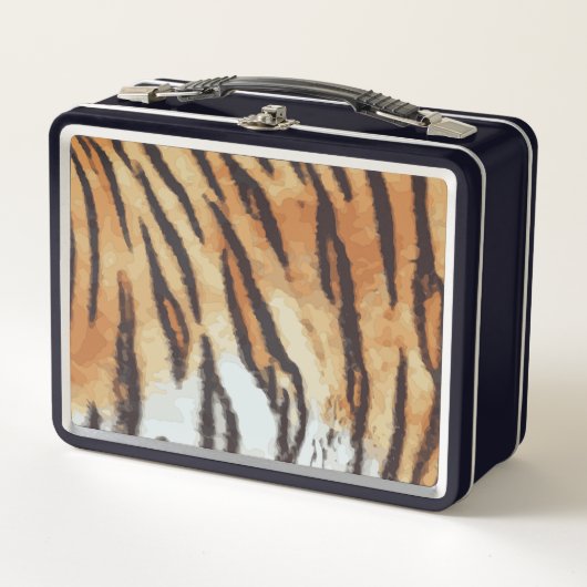Schwarze Tigermuster Metall Brotdose (Vorderseite)
