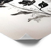 Schwarze Tinte in Aquarellfarben - Blume Poster (Ecke)