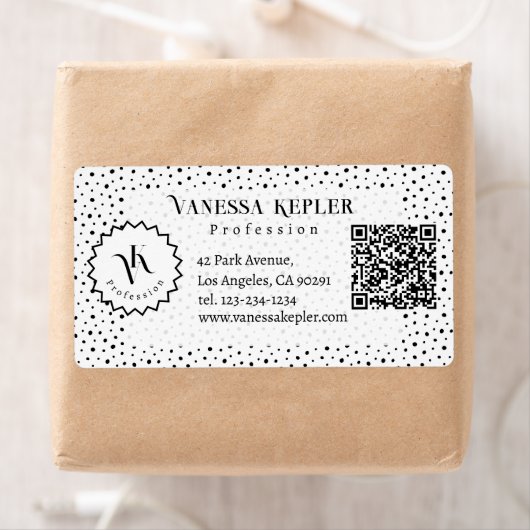 Schwarze Tinte Polka-Punkt Monogramm Minimalistisc (Insitu)