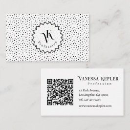 Schwarze Tinte Polka-Punkt-Monogramm Minimalistisc Visitenkarte
