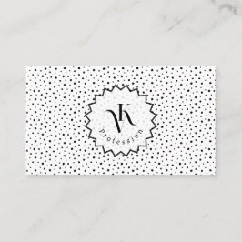 Schwarze Tinte Polka-Punkt-Monogramm Minimalistisc Visitenkarte