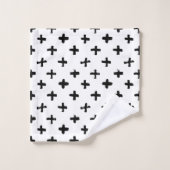 Schwarze Tinte schüren Quermuster Badhandtuch Set (Waschlappen)