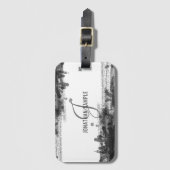 Schwarze Tinte | Schwarze Farbe Abstrakt Monogramm Gepäckanhänger (Vorderseite Vertikal)