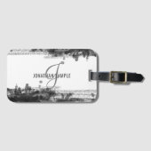 Schwarze Tinte | Schwarze Farbe Abstrakt Monogramm Gepäckanhänger (Vorderseite (Horizontal))