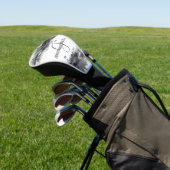 Schwarze Tinte | Schwarze Farbe Abstrakt Monogramm Golf Headcover (In SItu)