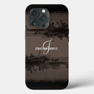 Schwarze Tinte Schwarzes Wasserfarben-Monogramm Case-Mate iPhone Hülle