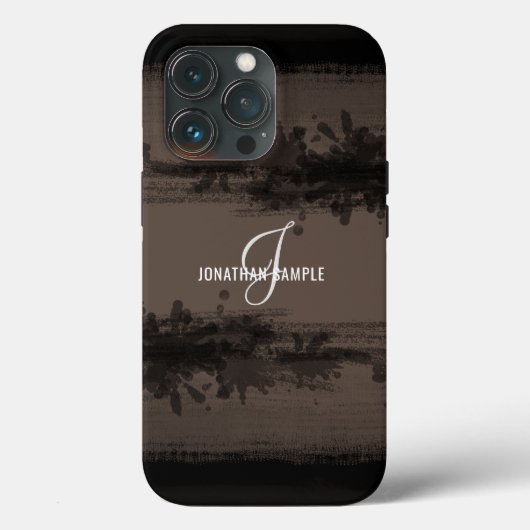 Schwarze Tinte | Schwarzes Wasserfarbenmonogramm b Case-Mate iPhone Hülle (Rückseite)