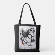 Schwarze tintige Knochenpresse-Oktopus-Tasche