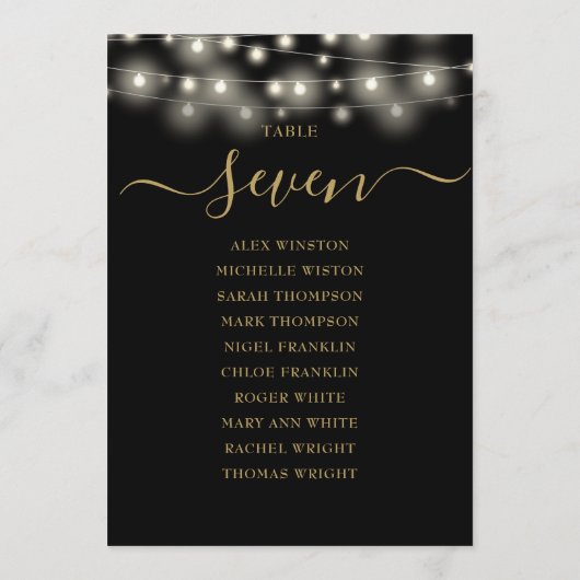 Schwarze Tischnummer (Rückseite)