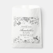 Schwarze Toile De Jouy Florale Babysprinkle-Desser Geschenktütchen (Vorderseite)