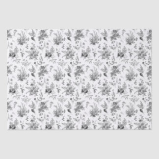 Schwarze Toile De Jouy Vintage-Blumen-Chinoiserie Seidenpapier
