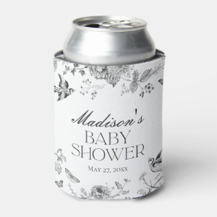 Schwarze Toile De Jouy Vintage Floral Baby Shower Dosenkühler