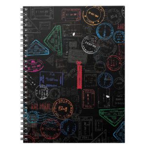 Schwarze Töne Reisepassagiere Briefmarke. Notizblock