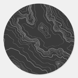 Schwarze Topografie Runder Aufkleber