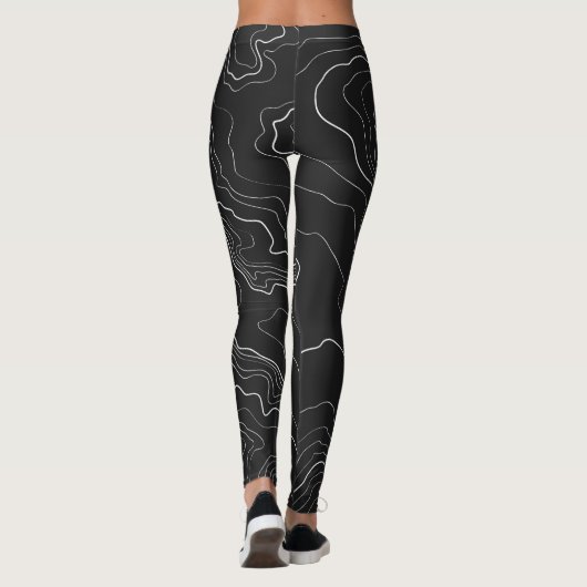 Schwarze Topographie Leggings (Rückseite)