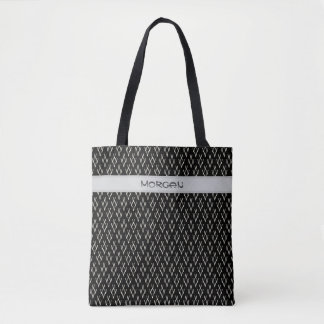 Schwarze Tote Tasche mit weißem "V" Muster