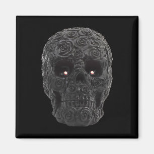 Schwarze Totenkopfrosen Gothic Blumen Halloween Ko Magnet