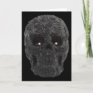 Schwarze Totenkopfrosen Gothic Floral Halloween Ko Karte