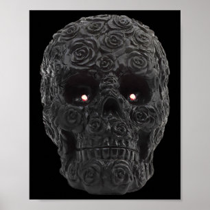 Schwarze Totenkopfrosen Gothic Floral Halloween Ko Poster